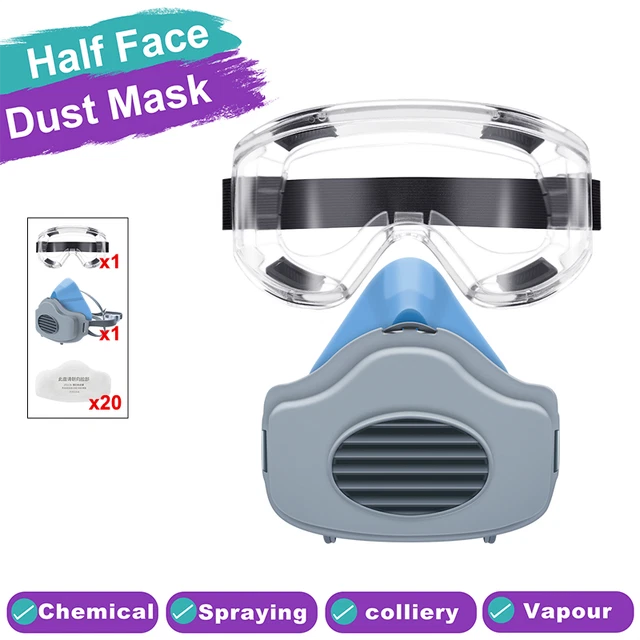 Glasse Gas Mask Respirator Half Face Paint Spray Vapour 20Pcs Cotton Filters US