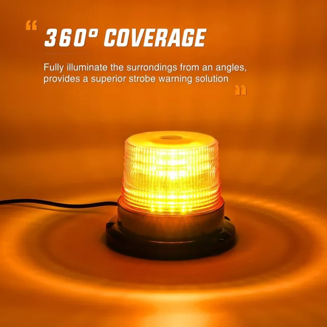 Round Beacon Light,48LED Amber Emergency Magnetic Flashing Warning Strobe Lights