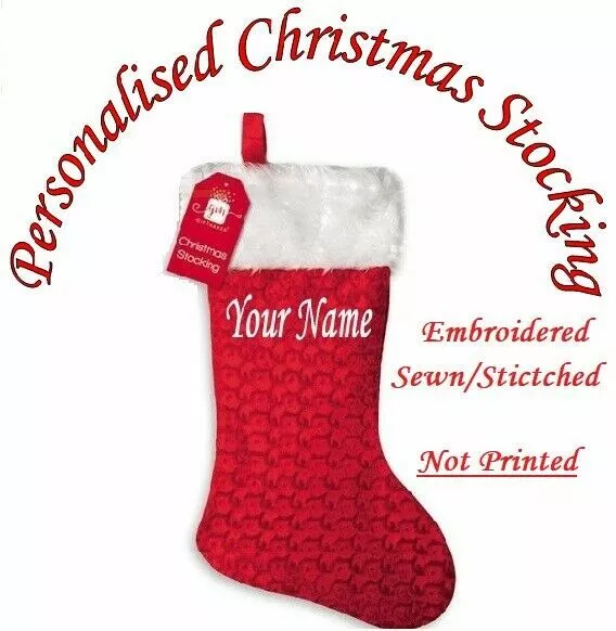 Red Christmas stocking Personalised Gift Bag Stocking Filler Santa Present Sack