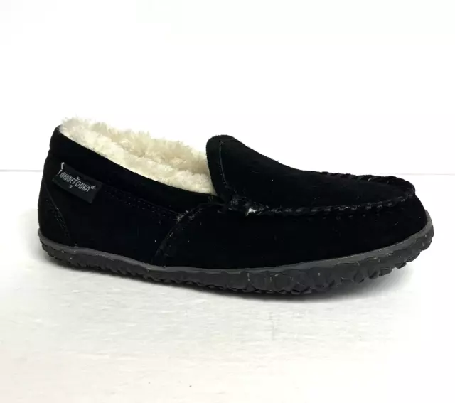 Minnetonka Womens Tempe Moccasin Slipper Black Size 7 M