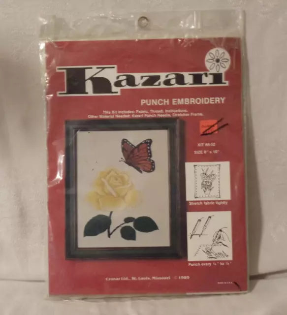 Vtg 1981 Kazari Raccoon w/Balloons Punch Embroidery Kit made USA 8X10 NEW  A-60