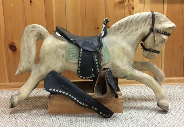 Vintage 1950s Original Coin Op Carousel Pony Horse (Only) - Cowboy Kiddie Ride
