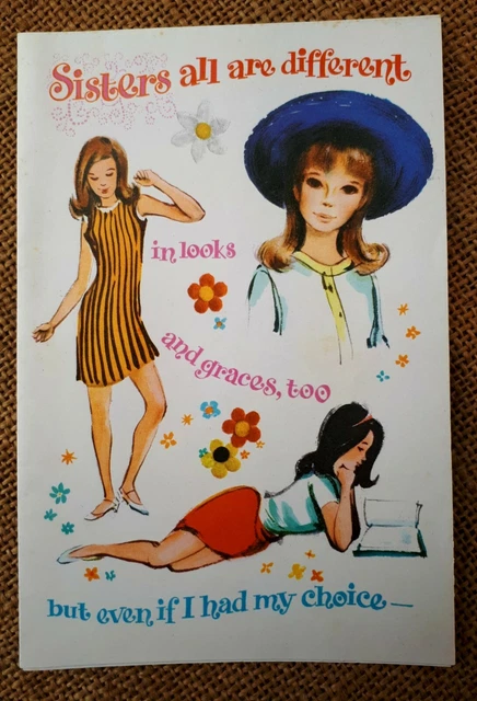 Vintage 1960s/ c1968 Sister Greeting Card Used). Female Graphics/ Film & TV Prop