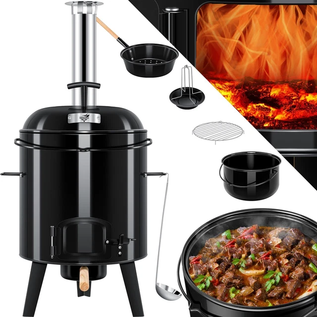 KESSER® Gulaschkanone | Gulaschkessel | Eintopfofen 17 L + Hähnchenbräter Grill