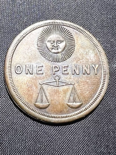 1920’s VINTAGE MASONIC  RAM ONE PENNY  TOKEN COIN 2