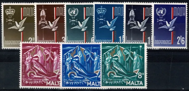 1964 Malta Annata Indipendente 9 Valori Nuovi Mnh Mf107050