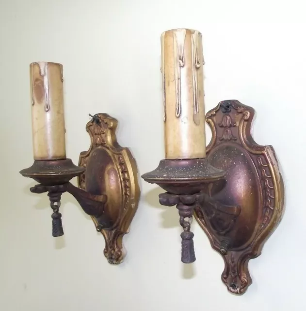 Pair Original  Antique Cast  Wall Sconce Light Fixtures