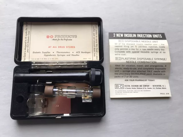 Vintage B-D Diabetic Injection Travel Kit - Becton-Dickinson - in Plastic Box
