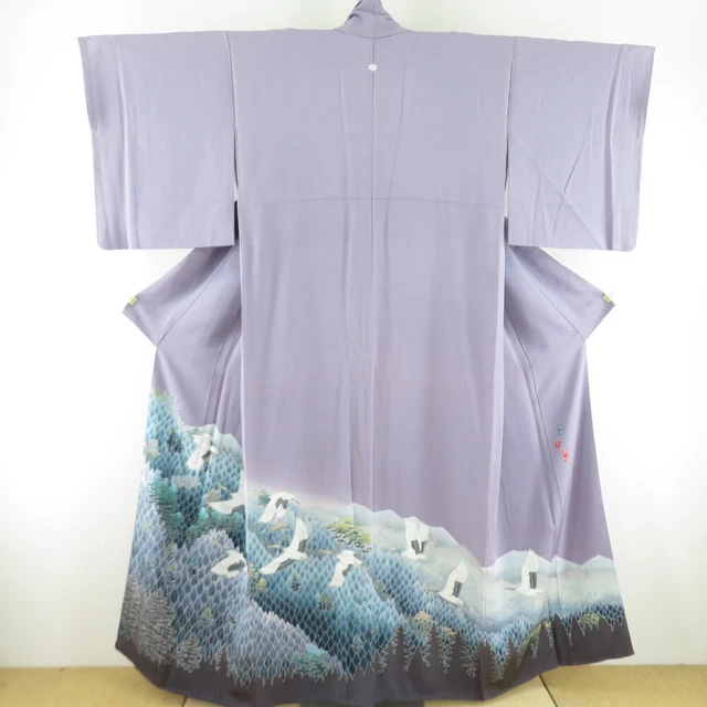 Coloured Tomesode Kimono Kaga Yuzen Silk Suho Nishio Forest pattern 61.8inch