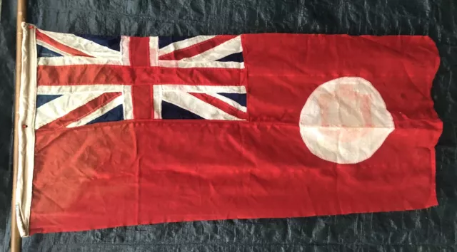 Vintage 1940s Gibraltar Red Ensign Flag 4ft x 2ft Panel Sewn Faded Coat of Arms