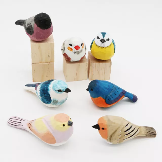 Mini Animals Sculpture Kids Toys Figurine Wooden Bird Statue Ornament Home Decor