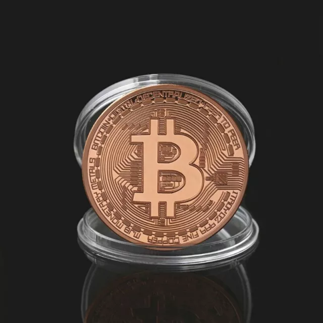 Bitcoin BTC Coin Crypto Currency Collectible Rose Gold Novelty Miner Bit Coin