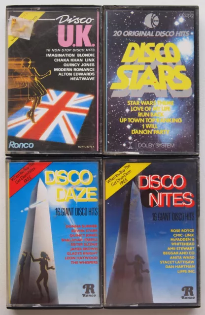 4x 1970s and 1980s DISCO COMPILATION CASSETTES RETRO KITSCH JOB LOT BUNDLE