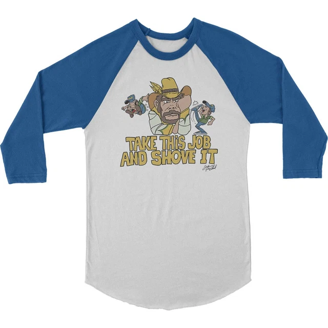 Men's Johnny Paycheck Take This Job Raglan (White/Royal) Baseball Jersey Small