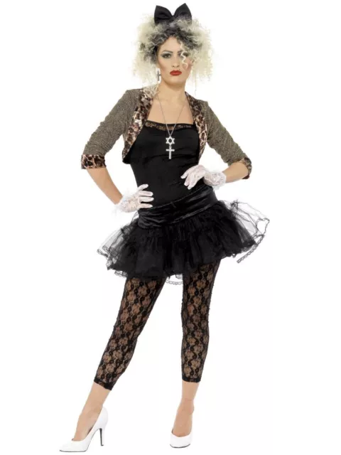 NEW 80's Wild Child Madonna Costume 1980's Pop Star Ladies Fancy Dress Costume