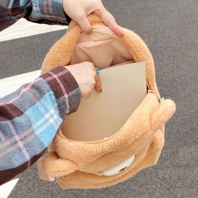 Zaino peluche orso cartone animato grande capacità orso imbottito borsa a tracolla Lolita