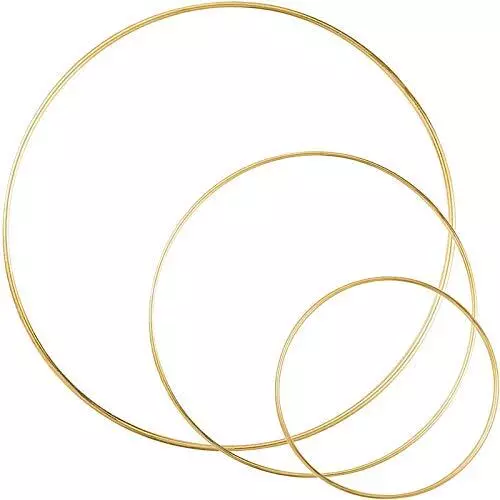 3 Pack Large Metal Floral Hoop Wreath Macrame Gold Rings(6 Inch8 Inch10...