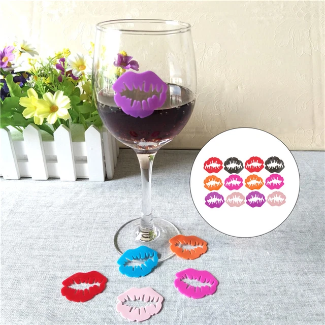 24 un. marcador de bebida vaso de whisky marcador de vaso de vino labios de copa