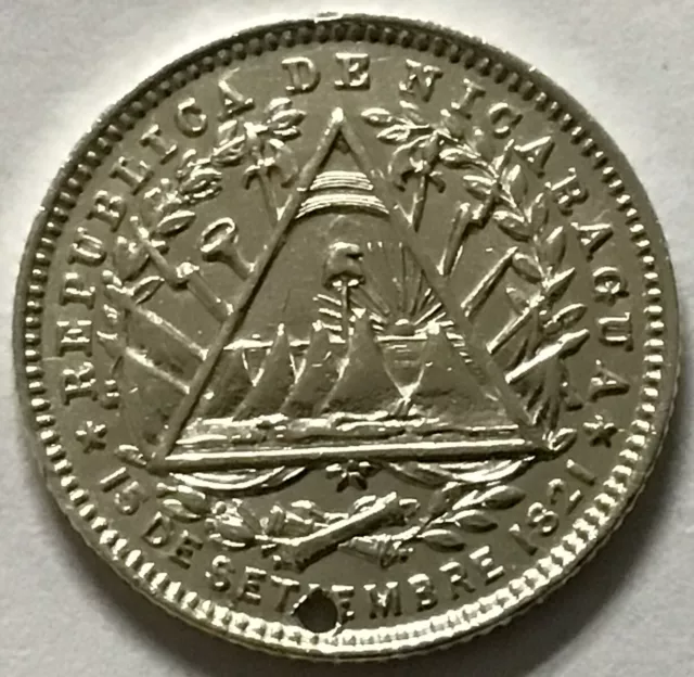 1887-H Nicaragua 10 Centavos KM-6 Silver