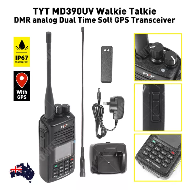 TYT MD390UV Walkie Talkie DMR analog Waterproof Dual Time Solt GPS Transceiver