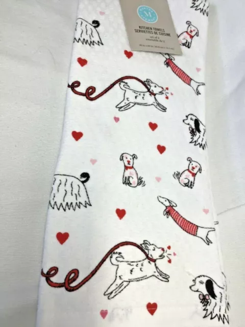 MARTHA STEWART KITCHEN TOWELS (2) DOGS HALLOWEEN COSTUMES 100% COTTON NWT