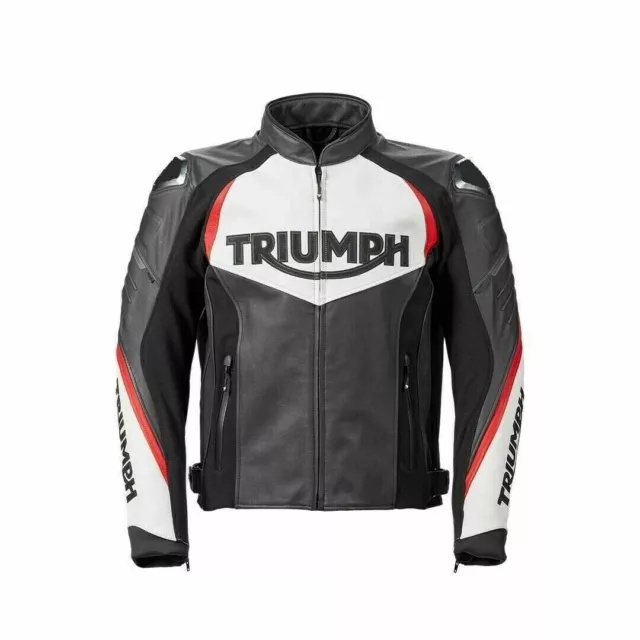 TRIUMPH Veste en Cuir de Moto Veste Motard en Cuir Veste en Cuir de Motard 48,54