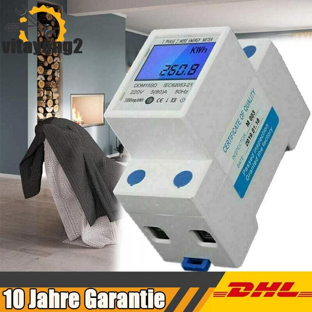 Digitale Stromzähler KWh Zähler Wattleistung-Energiekostenmessgerät 5(80A) 230V