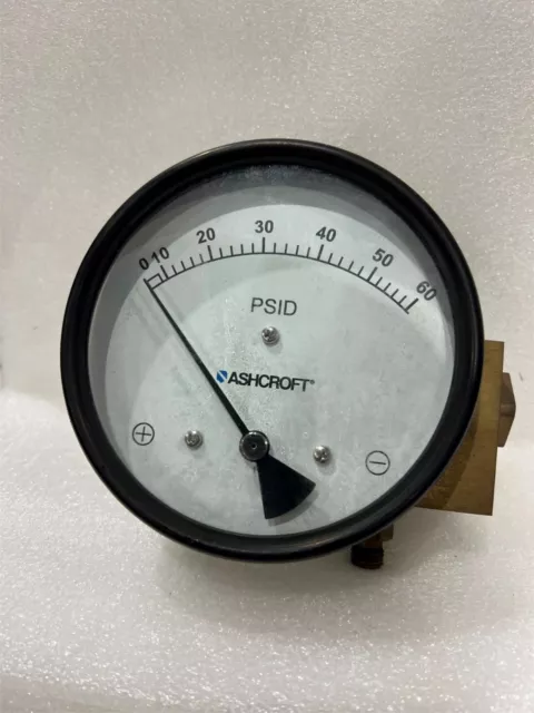 Ashcroft, 45-1131-AD-25L-XEM-V4-60# Differential Pressure Gauge 0-60 PSID, Used