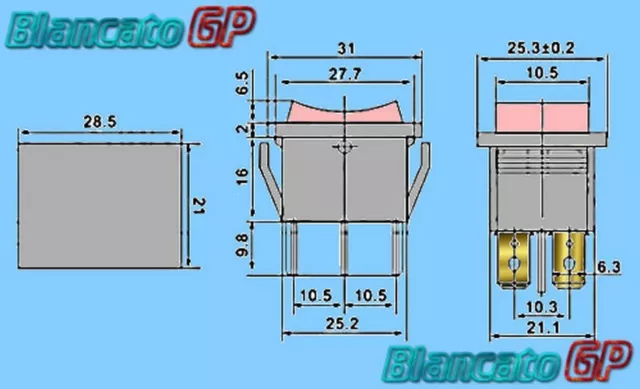 INTERRUTTORE A BILANCIERE ILLUMINATO 12V VERDE ON-OFF-ON DPDT pannello camper 3