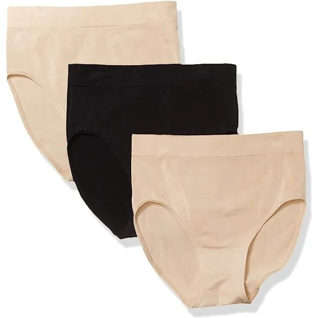 NWOT WACOAL WOMEN'S B Smooth Brief Panty 3 Pack, Sand, Sand, Black