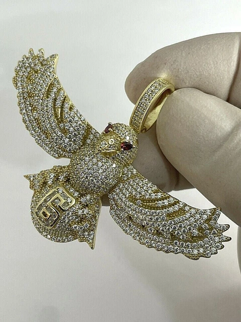1.70Ct Round Cut Moissanite 3D Eagle Men's Charm Pendant 14K Yellow Gold Plated
