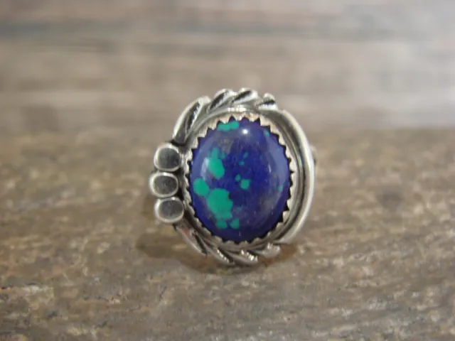 Navajo Indian Sterling Silver Azurite Ring by Cadman - Size 5