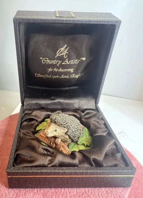 Country Artist Vintage Hedgehog Figurine England Stratford Upon Avon with Box