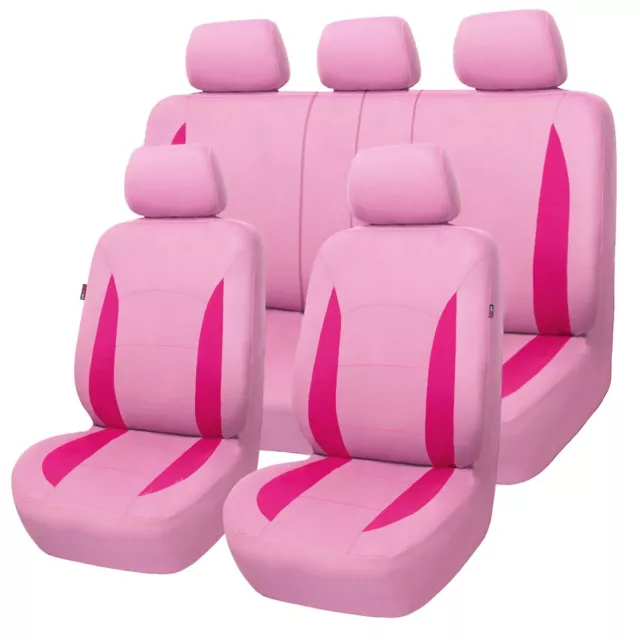 Universal Car Seat Covers Rear Split 40/60 50/50 60/40 Pink Cute Girls Women SUV
