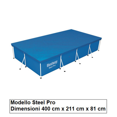 Bestway Copripiscina Steel Pro Frame Rett Cm 400 x 211 x 81 