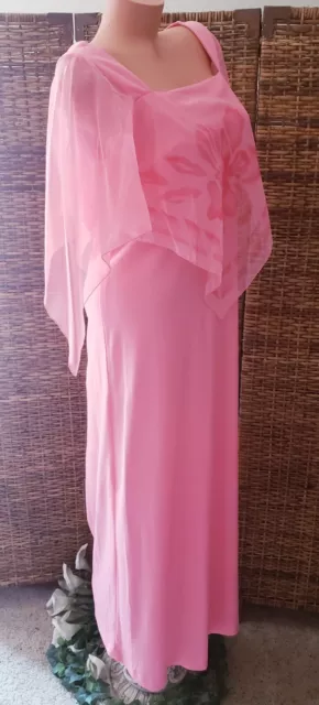 Gorgeous Vintage 70's Salmon Coral Flutter Formal Hostess Dress Gown Sz M/L