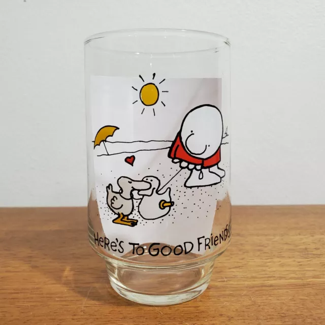 Vtg 1977 Ziggy by Tom Wilson 7up Drinking Glass Cup Here's To Good Friends Ducks