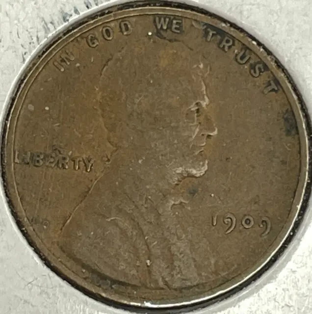 1909 P Lincoln Wheat Penny Thick letters with obverse Lamination mint error