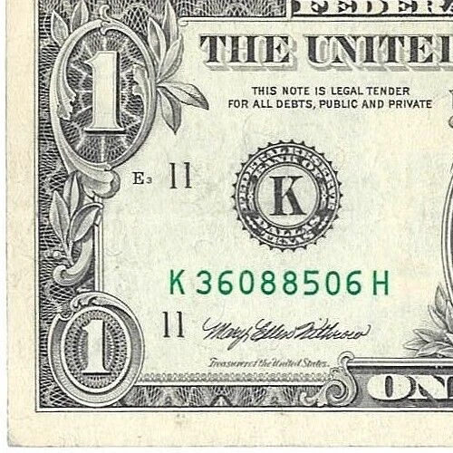 STAR SERIAL NUMBER fancy Note Error Dollar One Bill Star 1999 us money