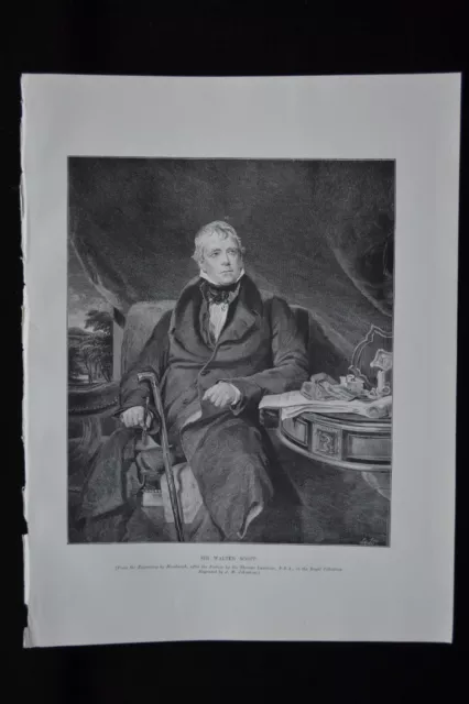 Sir Walter Scott Hervorragender Antiker Holzstich Von J.m. Johnstone Nach Lawrence 2