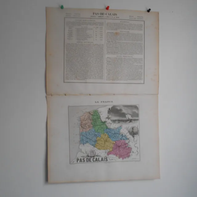 Carte géographique Vuillemin Atlas Migeon 1876- 62 PAS-DE-CALAIS Arras -  Poirée