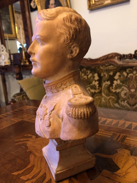 BUSTE EN TERRE cuite patinée, sculpture Albert Ier roi del Belges ...