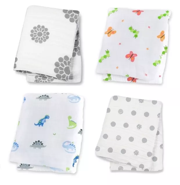 Lulujo Baby Breathable Muslin Cotton 47"x47" Swaddle Blanket - Choose!