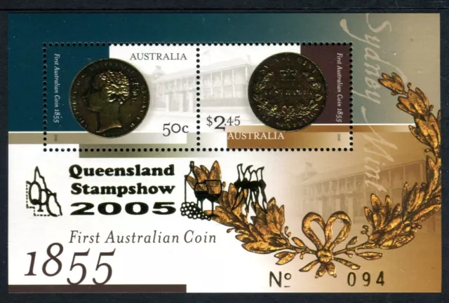 2005 First Australian Coin MUH Mini Sheet - Queensland Stamp Show No 094