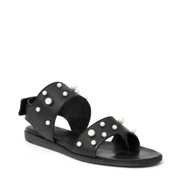 LD Tuttle Womens The Core Sandals black leather with pearls size 38 8 $360 Italy