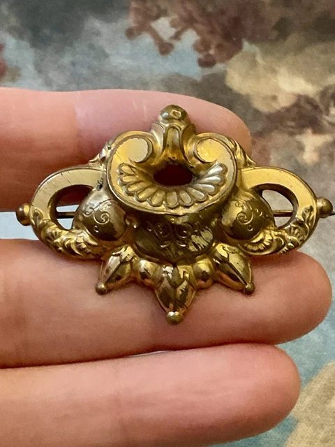 Grande Broche Ancienne Noeud, Plaqué Or Rose Napoléon III, Occasion