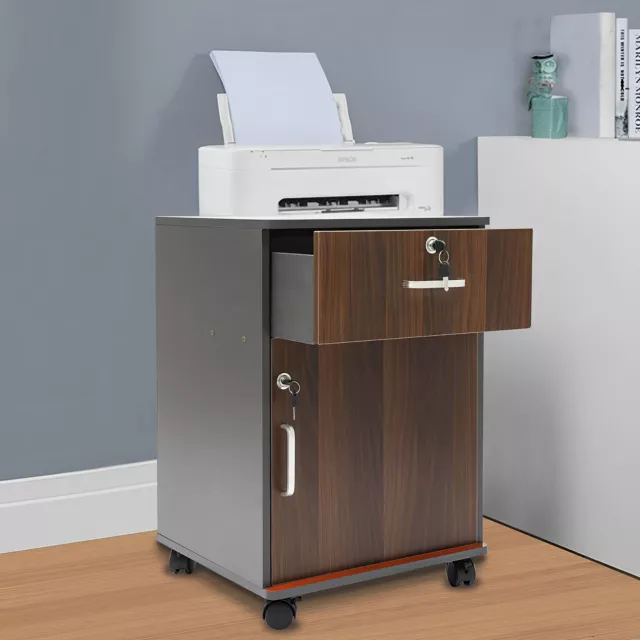 2-Tier Rolling Office Cabinet Organizer File Storage Lock Filing Cabinet Drawer