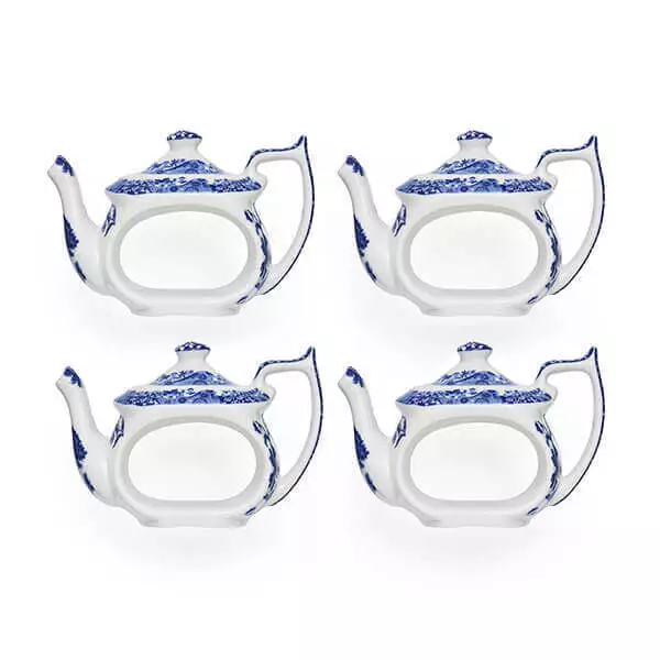 Spode Blue Italian Set of 4 Teapot Napkin Rings