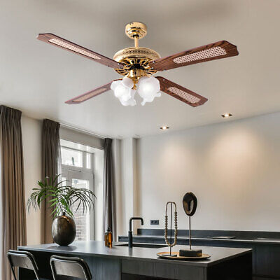 Ventilateur de Plafond Plafonnier Lampe Bois Braun 3 Niveaux Anti Moustiques LED