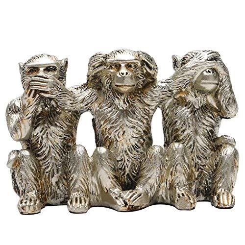 BRASSTAR No Evil Monkeys Statue See-No Speak-No Hear-No Evil Resin Small Sliver